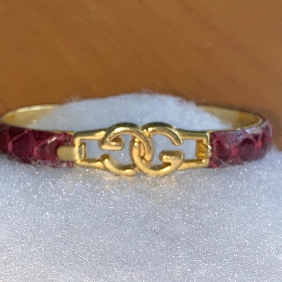 Gucci Jewelry - Auth. vintage Gucci Burgundy snakeskin bracelet